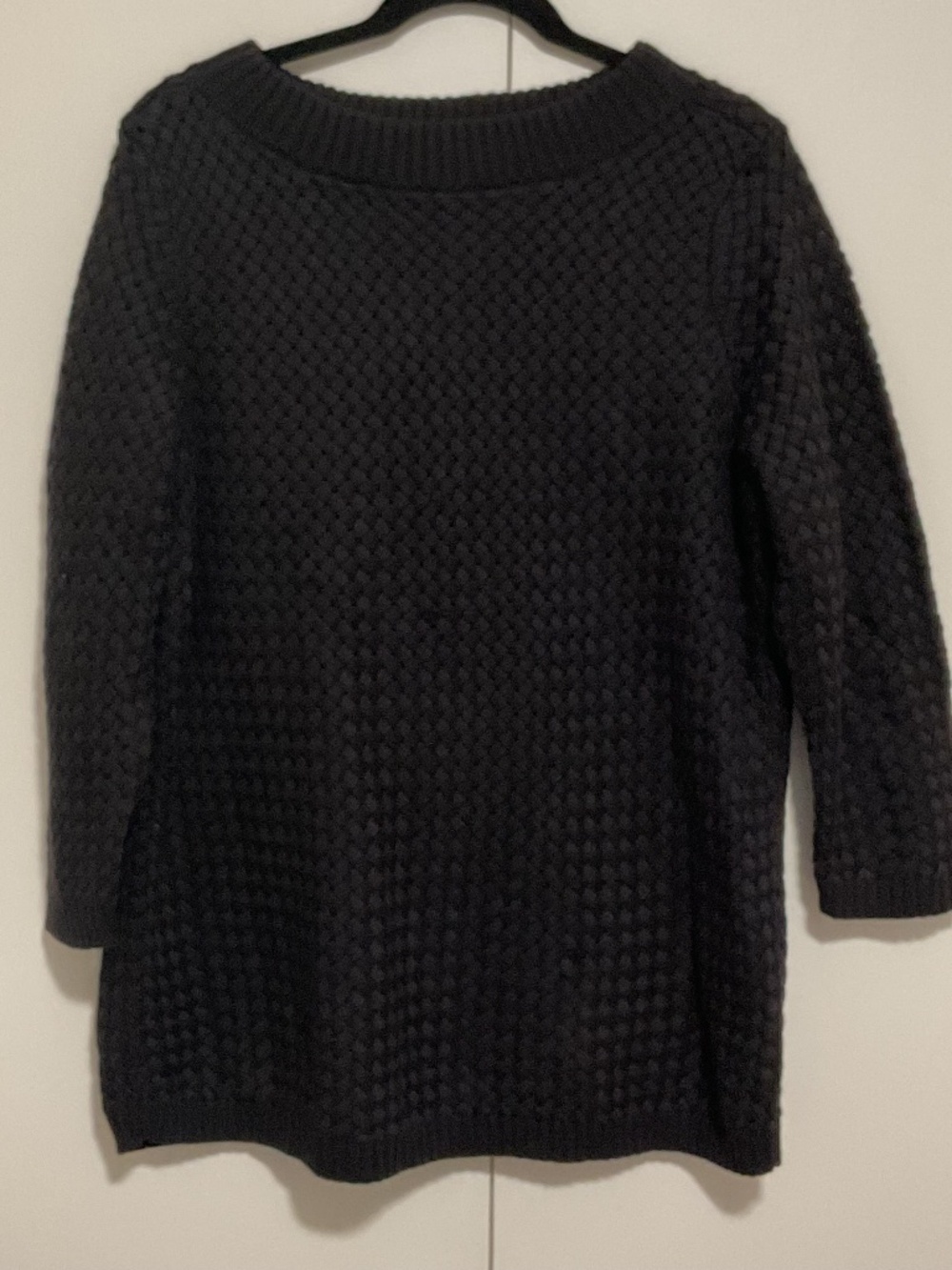 Black Long Sleeve Cotton Blend Knit Sweater Size 2X
